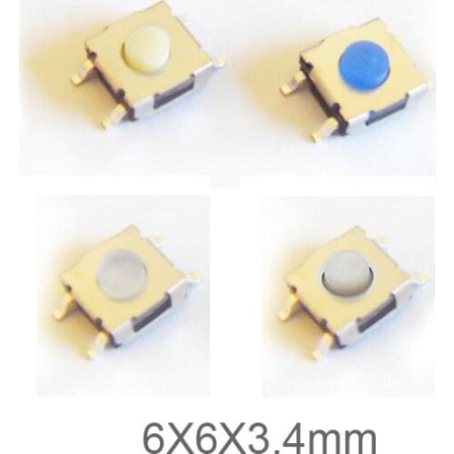 100pcs/lot 6*6*3.4 mm SMD Silicone Switch Waterproof Dustproof Switches Button 6x6x3.4