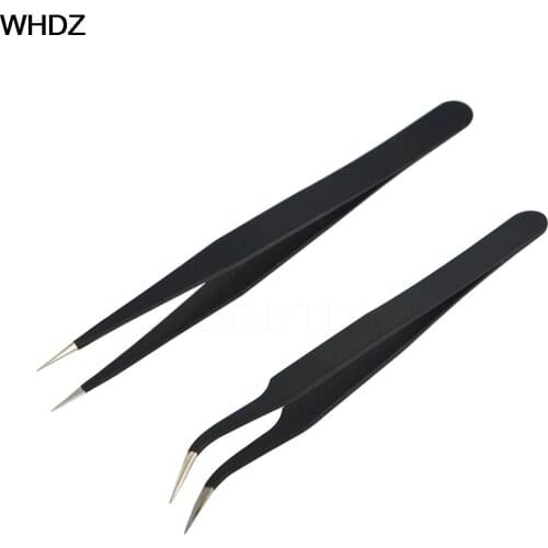 Eyelash Tweezers Nail Art Acrylic Gel Picking Tool 2pcs/set Stainless Steel anti-static scrub False Extension Eye Lashes Styling