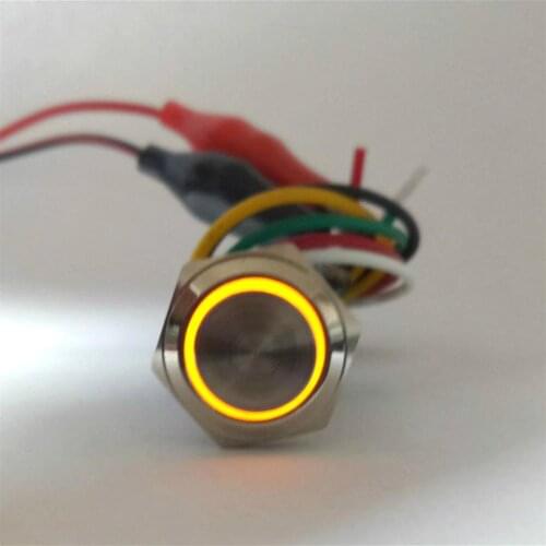 220V LED illuminated 250V 5A Self-Lock Push Button Switch with Wire Adaptor