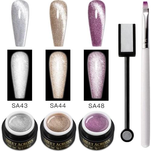 5/4pcs Nail Gel Polish Set 5ml Reflective Glitter Gel Lot Holo Reflective Glitter Cat Magnetic Gel Nail Polish Set for Nail