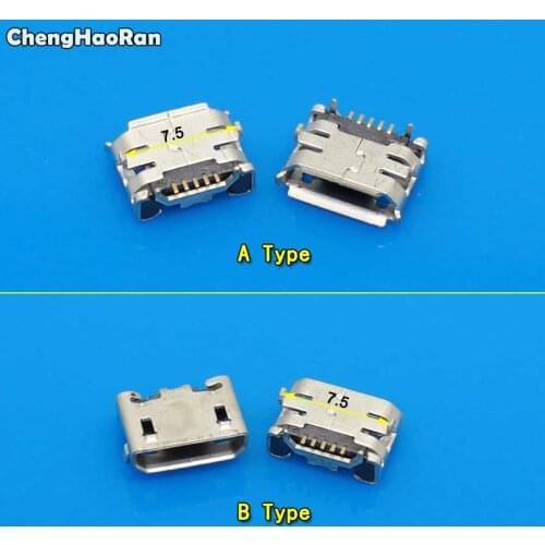 ChengHaoRan 10pcs Micro USB 5pin Jack Female Socket Connector OX Horn Curly/Flat Mouth Tail Charging Port For Mobile Phone