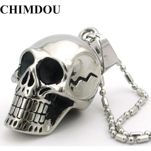 CHIMDOU Black Stainless Steel Pendant Skull Necklace Men Jewelry Biker Rock Punk Style Party Gift 2017 New AP1666
