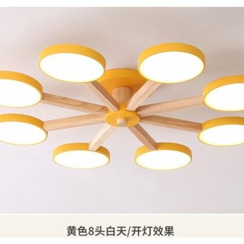 Nordic Wooden Chandelier lamps 3/6/8 lights Living Room Bedroom LED Chandeliers Lighting Nordic Lights Solid Wood Craft Lamps