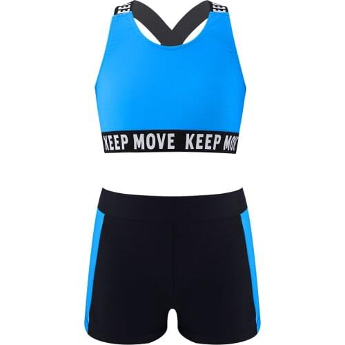 Kids Girls Ballet Stage Dancewear Sets Outfits Stretchy Sleeveless Tank Tops with Shorts Sport Yoga Running Gym Workout Sets