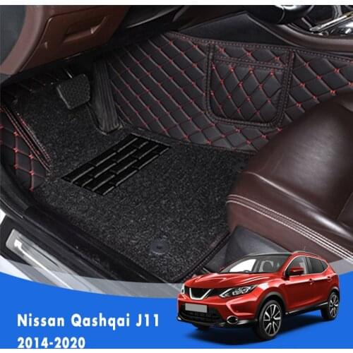 For Nissan Qashqai J11 2020 2019 2018 2017 2016 2015 2014 Luxury Double Layer Wire Loop Car Floor Mats Carpets Auto Styling