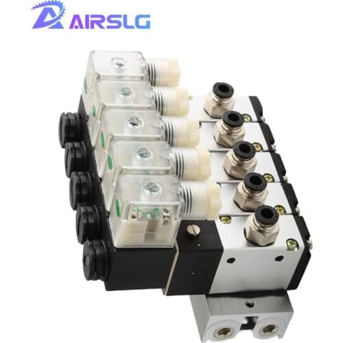 3V110-06 NO Electromagnetic Normally open Solenoid Valve Block With Muffler Fitting Base Manifold DC 12v 24v AC 110v 220v 3 port