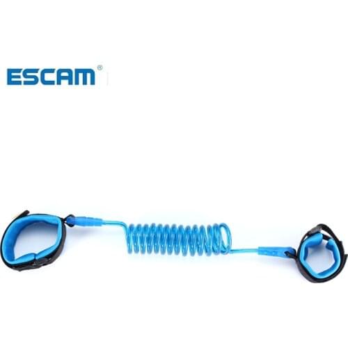 ESCAM NEW Blue PU&Stainless Steel Contraction Toddler Safety Harness Child Safty Wrist Link Anti-lost Child Belt Adjustable