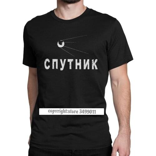 Cnythnk Russia Vintage Tshirt Men Cotton Novelty Tee Shirt Artificial Earth Satellite Tee Shirt Tops Printed Camisas Hombre
