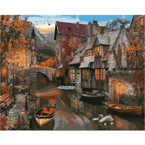Scenery Embroidery Mosaic Animal Water Town Diamond Painting Kits Beads Picture Wall Paper Rhinestones Drawing Christmas Gift