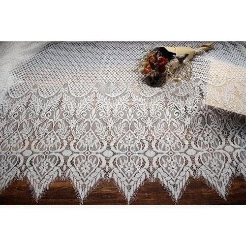 GLace 3M/Lot Classical Design Nylon Dress Eyelash Lace Trim Soft French Bilateral Chantilly Lace Fabric TX734