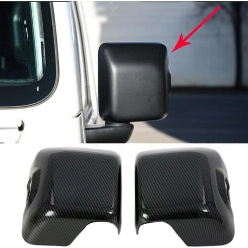 For Jeep Wrangler JL 2018 2019 Side Door Mirror Wing Rear View Rearview Caps Carbon Fiber Style Trim Cover Molding Car Styling