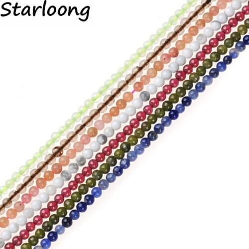 2mm Round Pink Opal Garnet White Howlite Sodalite Quartzs Natural Stone Loose Beads For Jewelry Making Strand 15" Diy Bracelet