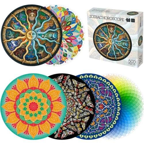 Round 500 Piece Adult Puzzle Mat Zodiac Rainbow Magic Kaleidoscope Palette Intellectual Game Free Shipping