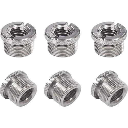 Top Deals 6 Pcs 5/8 inch Male to 3/8 inch Female Mic Converter Threaded Screw Adapter with Knurls for Microphone Stands Mounts