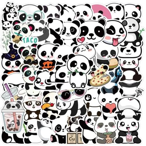 50pcs/SET Panda Theme Sticker Waterproof fit Car Laptop Skateboard Surfboard Luggage Bicycle Kids Toy Home Decor