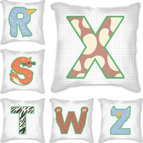 Letter cartoon animals Cushions Cover White Pillows Pop Art Bed Gifts For sofa 45X45Cm Polyester housse de coussin cojines