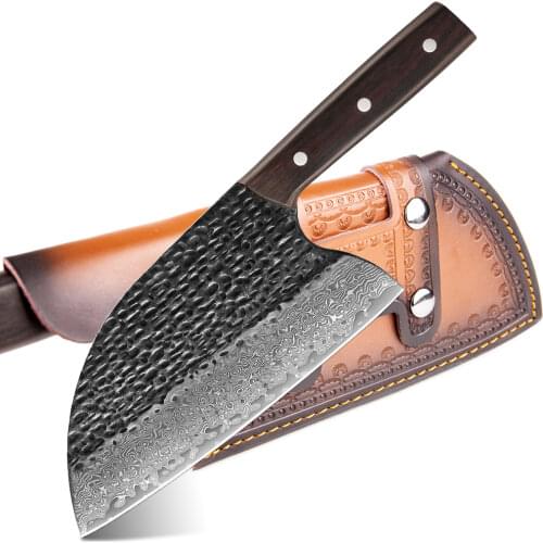 XITUO Handmade Knife Damascus Serbian Kitchen Knife Japanese Steel Broad Butcher Knife Outdoor Camping Survival Cleaver Knife