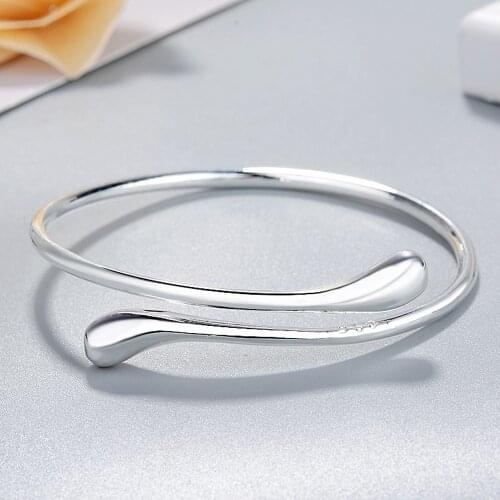 Charm 925 Sterling Silver Bracelets for Women fine Water droplets bangles lady Fashion Wedding Party Christmas Gift Girl Jewelry