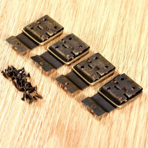 4Pcs 38x21mm Door Hinges Drawer Jewellery Box Hinge Antique Bronze Cabinet Hinges Furniture Accessories Furniture Hardware