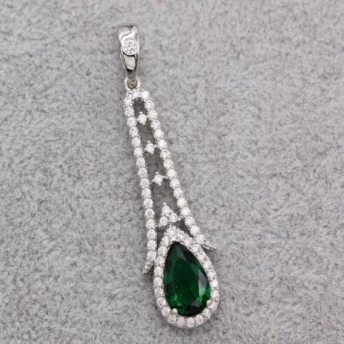 New Waterdrop Pendant for Women white Gold Plated Stone Zirconia Red Green Necklace Pendant Fashion Wedding Jewelry Accessori