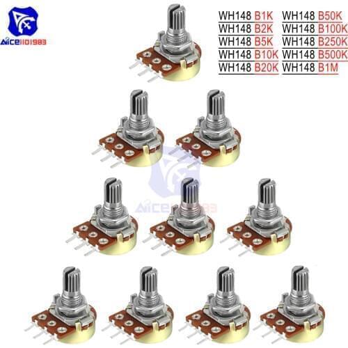 Diymore Potentiometer Resistance 1K 2K 5K 10K 20K 50K 100K 250K 500K 1M Ohm 3Pin Linear Taper Rotary Potentiometer for Arduino