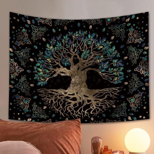 Psychedelic Life Tree Tapestry Carpet Bohemian Hippie Wishing Trees Tapestries Home Decor Tarot Cards Decoration Mural Beach Mat
