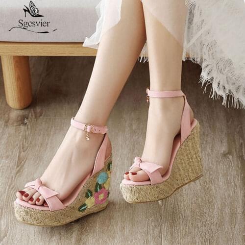 Sgesvier New Fashion Women Sandals 2020 Summer New Open Toe Fish Head Fashion Platform High Heels Wedge Sandals Women Shoes