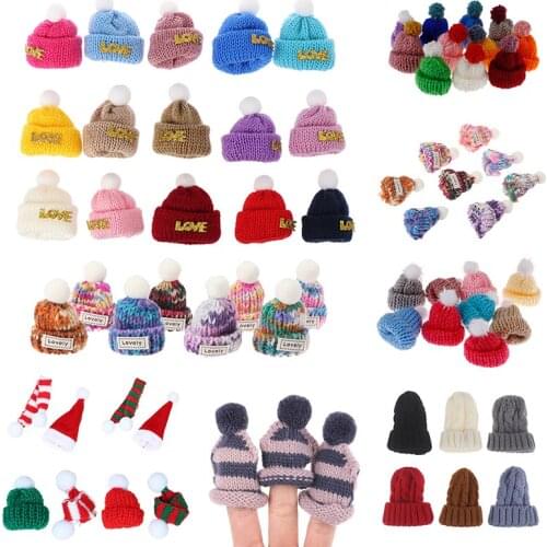 Random 1/2/10pcs Knitted Hat Cute Doll Cap Fashion Colourful Headwear Accessories Dolls Baby Girl DIY House Toys Christmas Gift