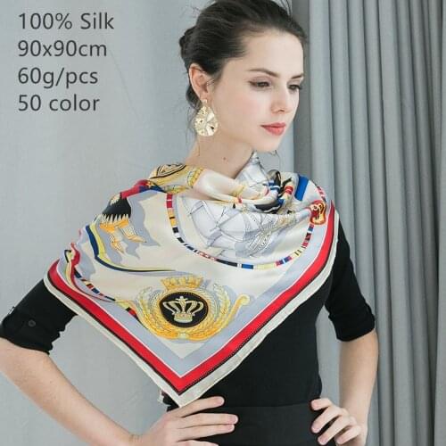 Naizaiga 100% silk 90*90cm print scarf women crepe satin plain squre shawl WRFZ41