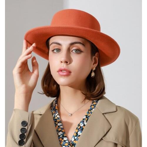 Real Wool Fedoras Hat for Women Travel Fashion Panama Hat for Lady Light Luxury Jazz Hat Unisex Solid Color Winter Wedding Hat