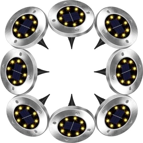 Solar Ground Lights Outdoor Disk Lamp In-Ground Outdoor Landscape Lighting for Lawn Patio Pathway Yard Deck Walkway Flood Light