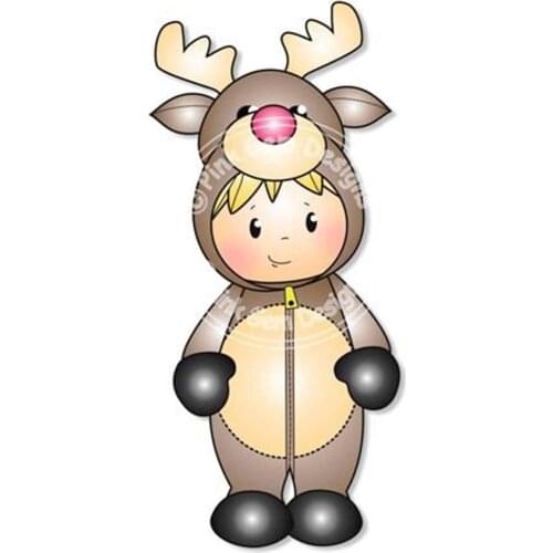 Lovely Christmas Elk Dress Up Boy Cutting Dies Human Doll Stencil for DIY Craft Scrapbooking Cards Decorative