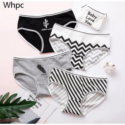 Fashion Womens Cotton Panties 3Pcs Female Underwear Breathable Panty Teenage Girls Womens Lingerie Plus Size Ladies Underpants