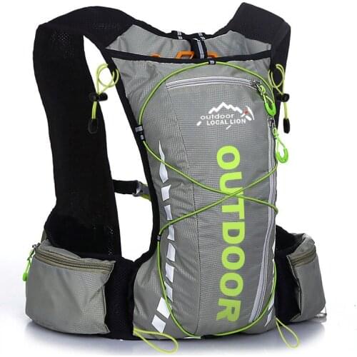 Cycling backpack for men and women, nylon bag, waterproof 8 liters, hiking and camping, 250ml water bottle with 1.5L water bag