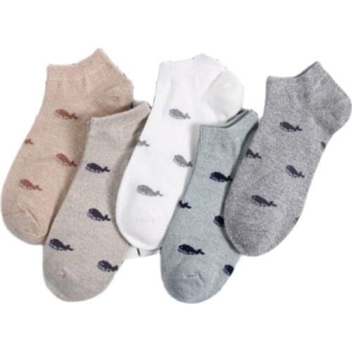 Yishine 5 Pairs/lot, Fashion New Woman Lovely Whale Animals Printed Funny Socks Casual Cotton Crew Ankle Socks for Girls Women