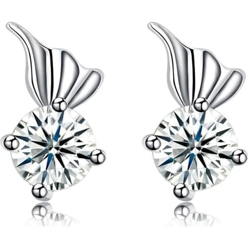 ZEMIOR Sterling Silver 925 Jewelry Women Earrings Minimalist Wing Shape Bright 5A+ Cubic Zirconia Stud Earring Wholesale