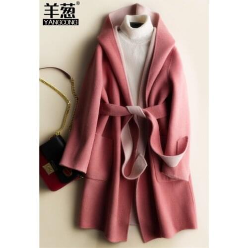 Alpaca coat womens short thickened loose lazy two sides wear new wool coat in autumn and winter