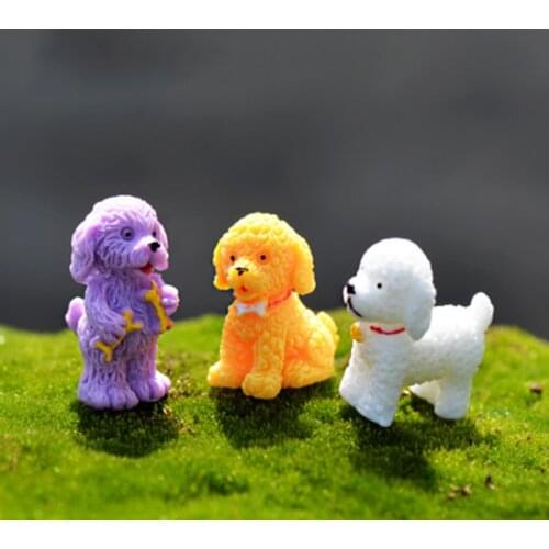 ZOCDOU 3 Pieces Dog Doggie Poodle Shepherd Home Model Small Statue Figurine Crafts Friend Women Ornament Miniatures DIY Decor