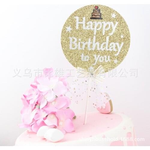 1pc Bling Star Happy Birthday to you Cake Toppers Decorating Kids Wedding Party Decorations Baby Shower Favors