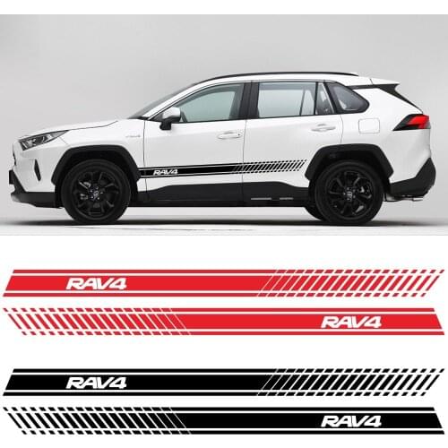2 pieces of RAV4 car side stripe side skirt graphic car sticker vinyl Toyota RAV4 motorsport car sticker car accessories