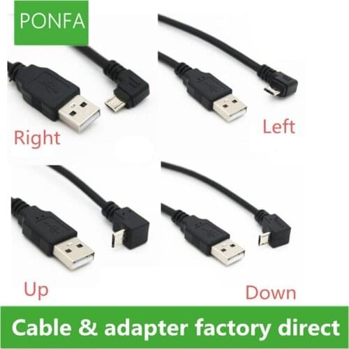 20pcs/lot Up & Down & Left & Right Angled 90 Degree USB Micro USB Male to USB male Data Charge Cable 150cm for Tablet