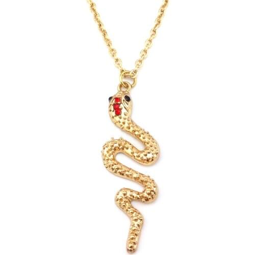 2016 Women Trendy summer Hot Gold snake pendant long sweater necklace chain