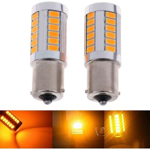 2x 1156 Ba15s P21w 33 Patch Led Daytime Running Light Yellow Bulb Super Bright, With A Convex Lens On The Top, With The Functio