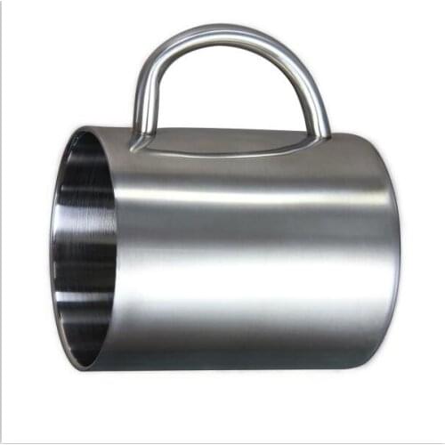 Free shipping Outdoor Camping Cup Stainless Steel Coffee Mug 220ml 300ml 350ml Carabiner Hook Double Wall Mugs lin5149