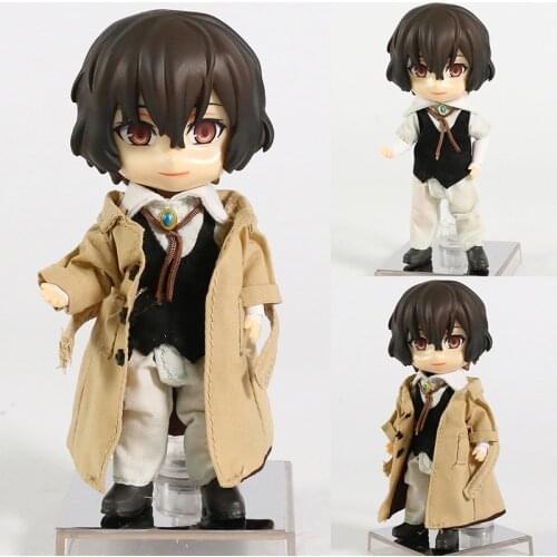 Bungo Stray Dogs Osamu Dazai Q Version PVC Action Figure Collectible Model Toy Doll with Real Clothes