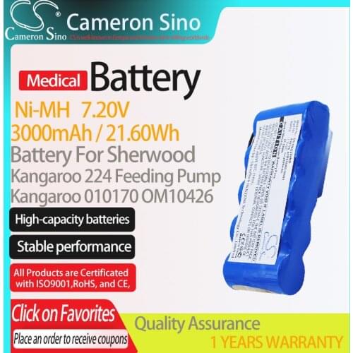 CameronSino Battery for Sherwood Kangaroo 224 Feeding Pump fits Kangaroo 010170 Medical Replacement battery 3000mAh/21.60Wh Blue