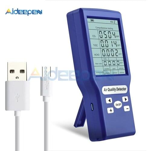 Digital CO2 Sensor PPM Meters Mini Carbon Dioxide Detector Gas Analyzer Air Quality Monitor Tester TVOC PM2.5 Meter