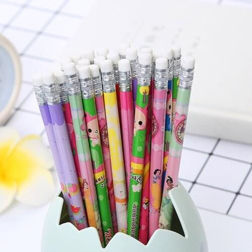 Wooden HB Pencil Student Stationery Kids Pencils Draw Practice Calligraphy Writing Cartoon Pencil Pencils for School Supplies