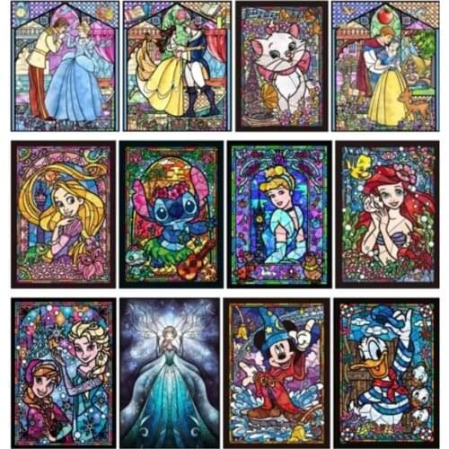 Disney DIY Mickey Diamond painting Cartoon Princess Drill Rhinestone cross stitch kits handmade embroider Crafts for child