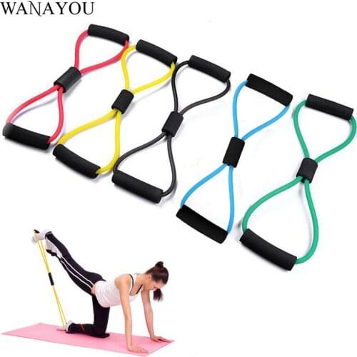 WANAYOU 8 Word Rope Resistance Bands,Training Workout Gym Exercise Rubber Elastic Band,Yoga Muscle Fitness Equipment Expander